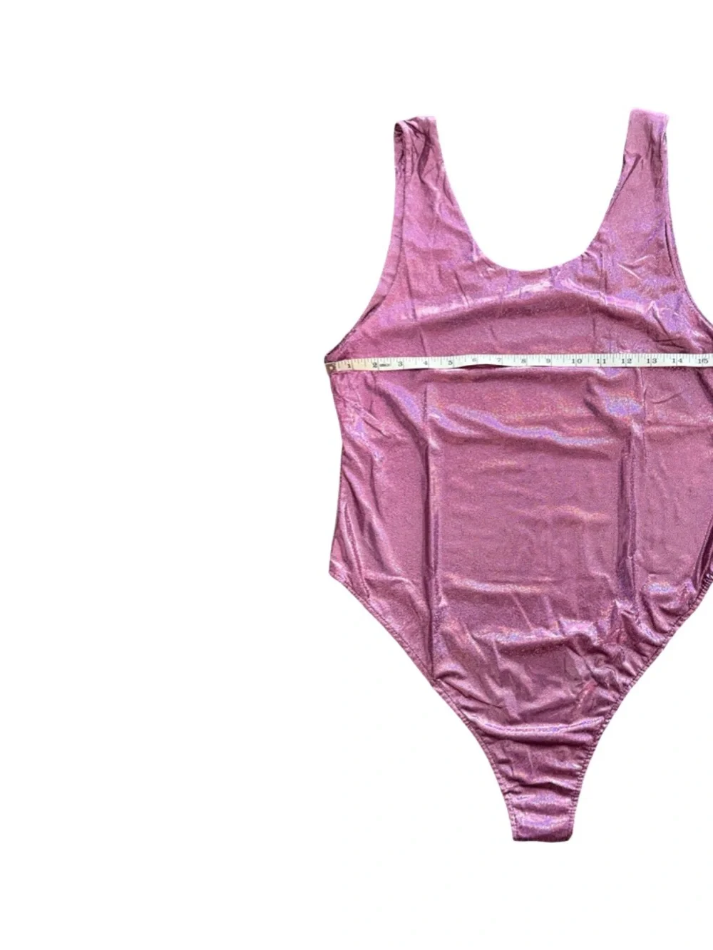 Iridescent Pink One-Piece Swimsuit with Belt